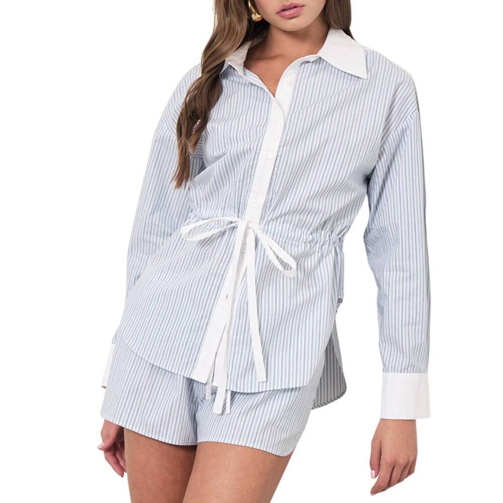 NEW MAUDE CLUB noa relaxed fit top in blue green stripe